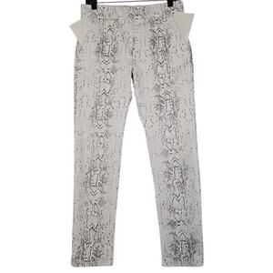 Flog ~Woman Size 29~ White Silver Animal Print Pull On Pants Stretch.